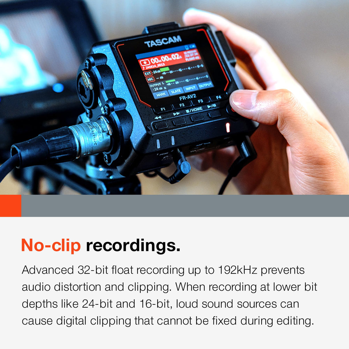 TASCAM FR-AV2 - Grabador compacto de campo flotante de 32 bits y generador de código de tiempo con mezclador