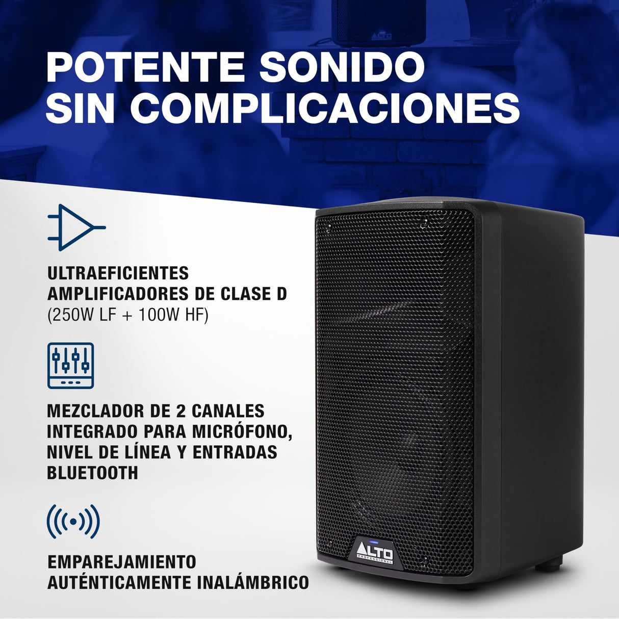 ALTO TX408 Altavoz Autoamplificado 350W 8 Pulgadas con TWS por Bluetooth, Mesa de Mezclas de 2 Canales, para Actuaciones de DJ o de Bandas y Estudios de Ensayo