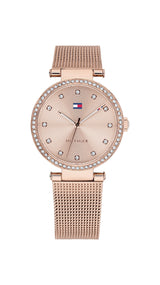 Tommy Hilfiger Reloj Analógico de Cuarzo para Mujer con Correa de Malla de Acero Inoxidable de Oro Rosa - 1782508
