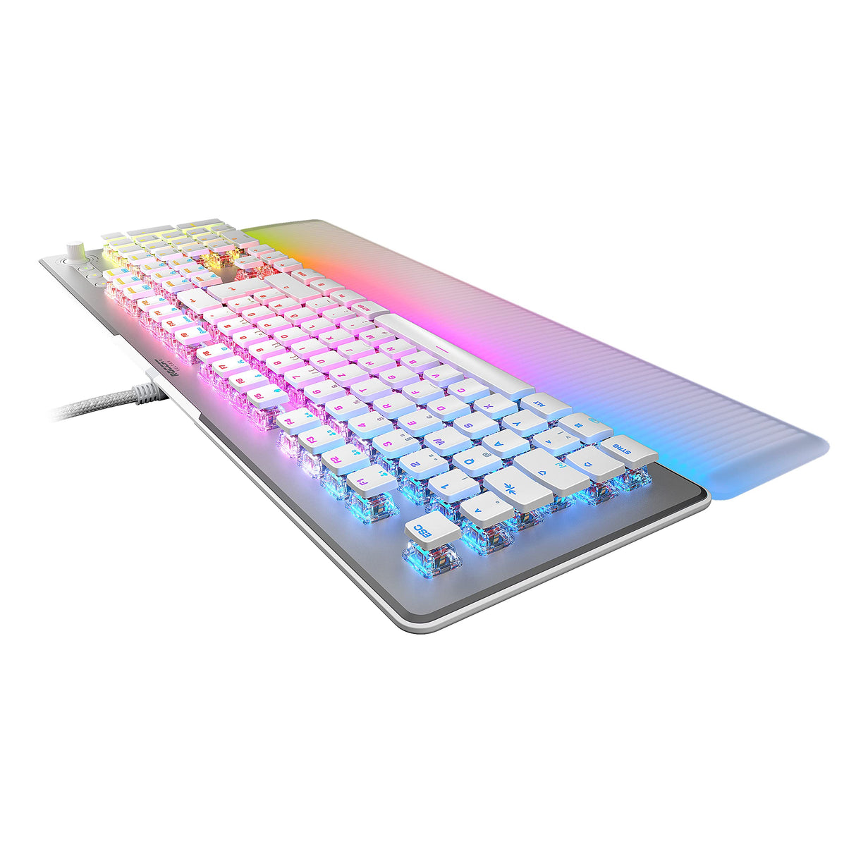 Roccat Vulcan II MAX - Tastatur para Juegos Blanco, Interruptor Rojo Lineal, diseño alemán