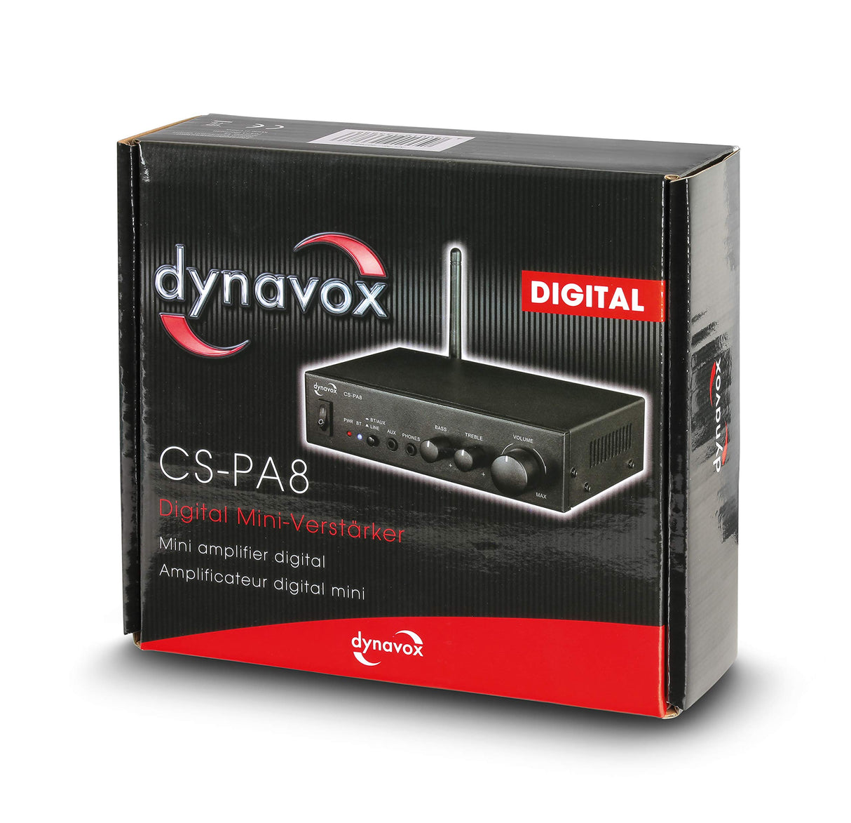 Dynavox Mini Amplificador CS-PA8, Amplificador Digital estéreo, terminales de conexión atornillables, Antena BT integrada y Conector para Auriculares, Negro