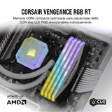 Corsair Vengeance RGB RT 32GB (4x8GB) DDR4 3600MHz C18 Memoria de Sobremesa (Iluminación Dinámica RGB, Optimizado para AMD 300/400/500 Series, Compatible con Intel 300/400/500 Series) Blanco