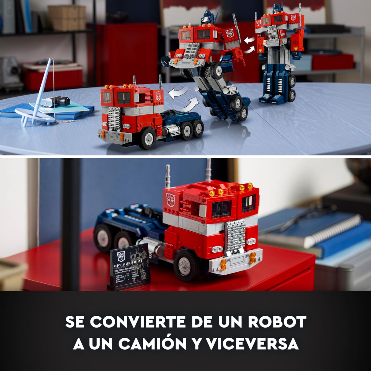 LEGO Icons Optimus Prime, Maqueta para Construir para Adultos, Modelo 2-en-1 Transformers, Robot y Camión, Idea de Regalo para Hombres y Mujeres 10302