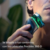 Philips Serie 9000 Afeitadora Eléctrica Hombre, Máquina de Afeitar Barba con Barbero, 60min de uso, En Seco y Húmedo, Recargable, Centro de Limpieza, Base Carga Iluminada, 4 Cartuchos, S9980/74, Azul