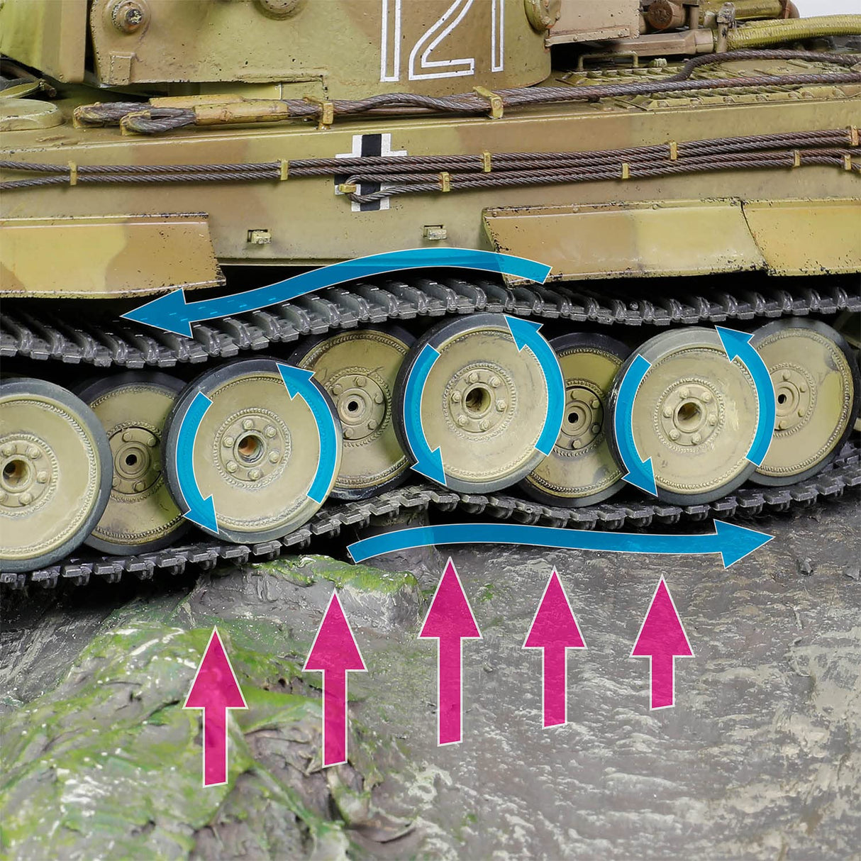 Forces of Valor Waltersons MP-912042D - Campaña Tiger I Tunisia a Escala 1:32 (Modelo de producción Inicial) Heavy King Tank de Metal Fundido a presión, Coleccionable Militar, Amarillo del Desierto