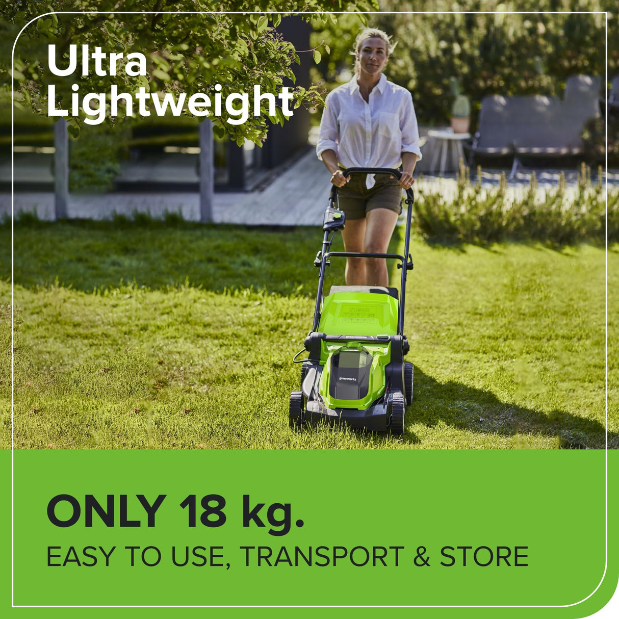 Greenworks G40LM41K2X Cortacésped de Batería para Céspedes de Hasta 500 m², Ancho de Corte 41 cm, Bolsa de 50L MÁS Dos Baterías de 40V 2Ah y Un Cargador, Garantía de 3 Años
