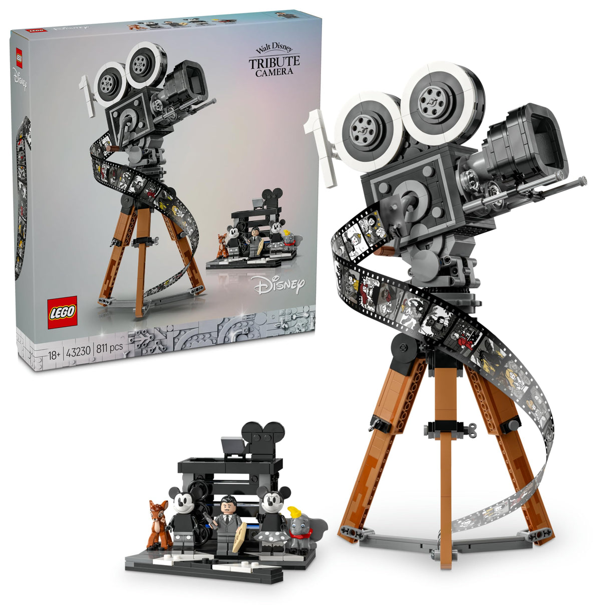 LEGO | Disney Cámara en Homenaje a Walt Disney, Set Conmemorativo, Maqueta para Construir para Adultos con las Minifiguras de Mickey y Minnie Mouse, Bambi y Dumbo, Regalo Coleccionable para Fans 43230