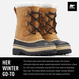 Sorel Caribou WP, Botas para nieve impermeables, Unisex niños, Buff Youth, 39 EU