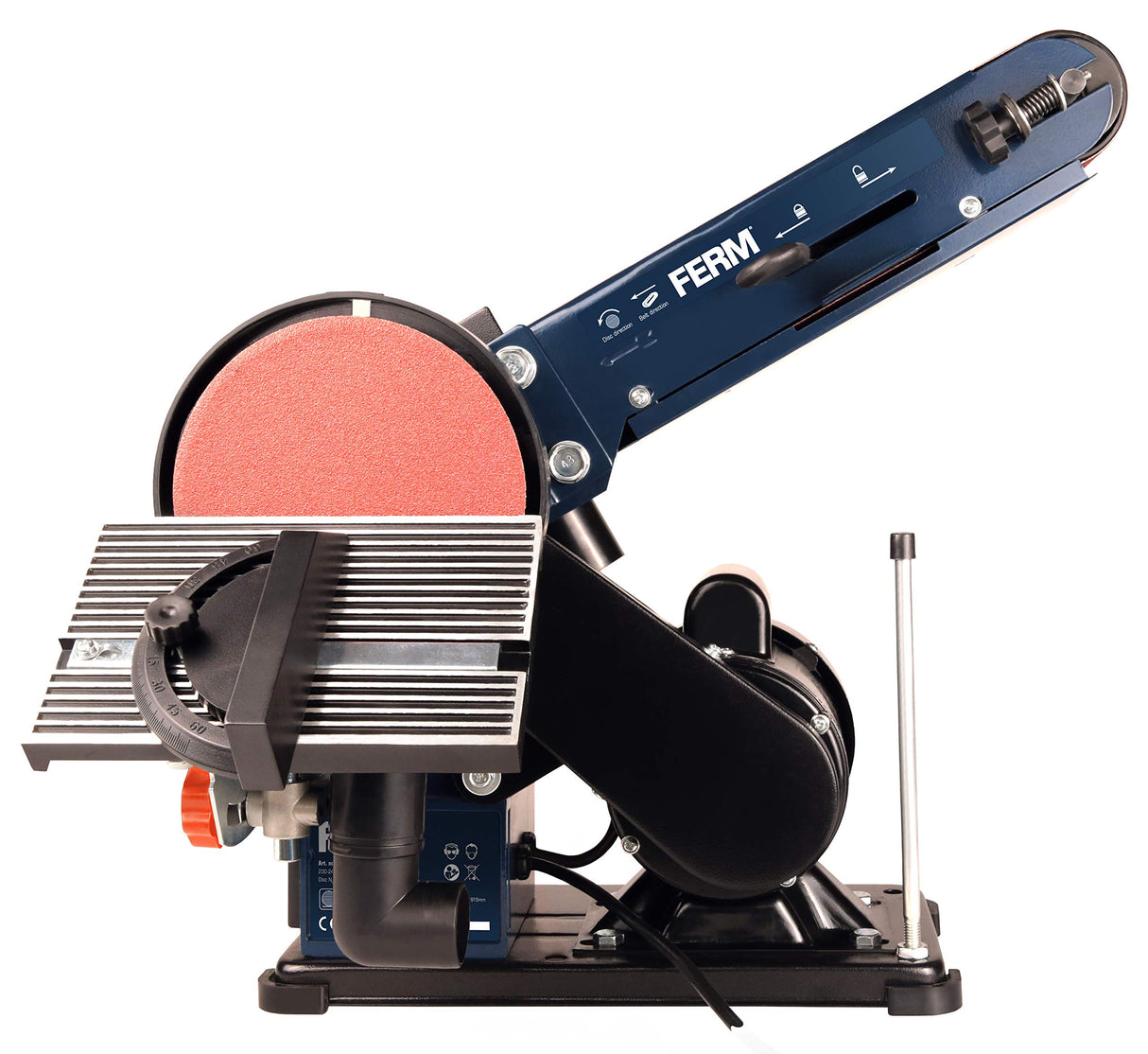 FERM Lijadora de banda - 350W - 150mm - Incluye 2 bandas de lijado (P80 y P120) y 2 discos de lijado (P80 y P120)