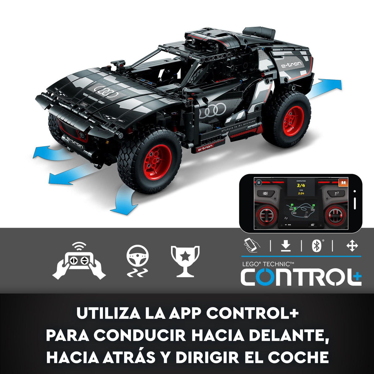 LEGO 42160 Technic Audi RS Q e-Tron Coche de Juguete Teledirigido, Maqueta de Coche Todoterreno de Rally Dakar, Control Remoto por App Control+, Idea de Regalo para Niños y Niñas a Partir de 10 Años