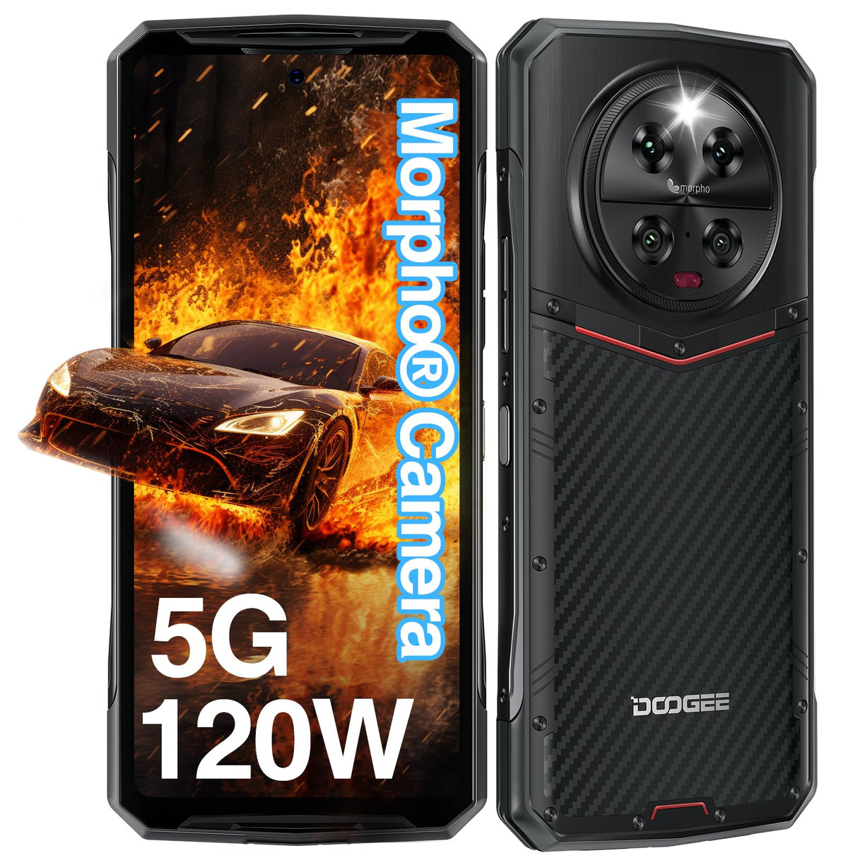 DOOGEE DK10 Movil Irrompible 5G 32GB+512GB, 2.5K AMOLED 6.67" FHD+ 120Hz, Cámara Cuádruple 64+50MP, 5150mAh Batería 120W, Octa Core Android Telefono Movil Todoterreno IP68 IP69K/NFC/WiFi6/Huella 2025