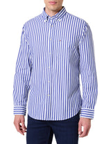 Tommy Hilfiger Camisa Hombre Flex Poplin Bold Stripe con Bolsillo en el Pecho, Multicolor (Wedge Blue/Stripe), M