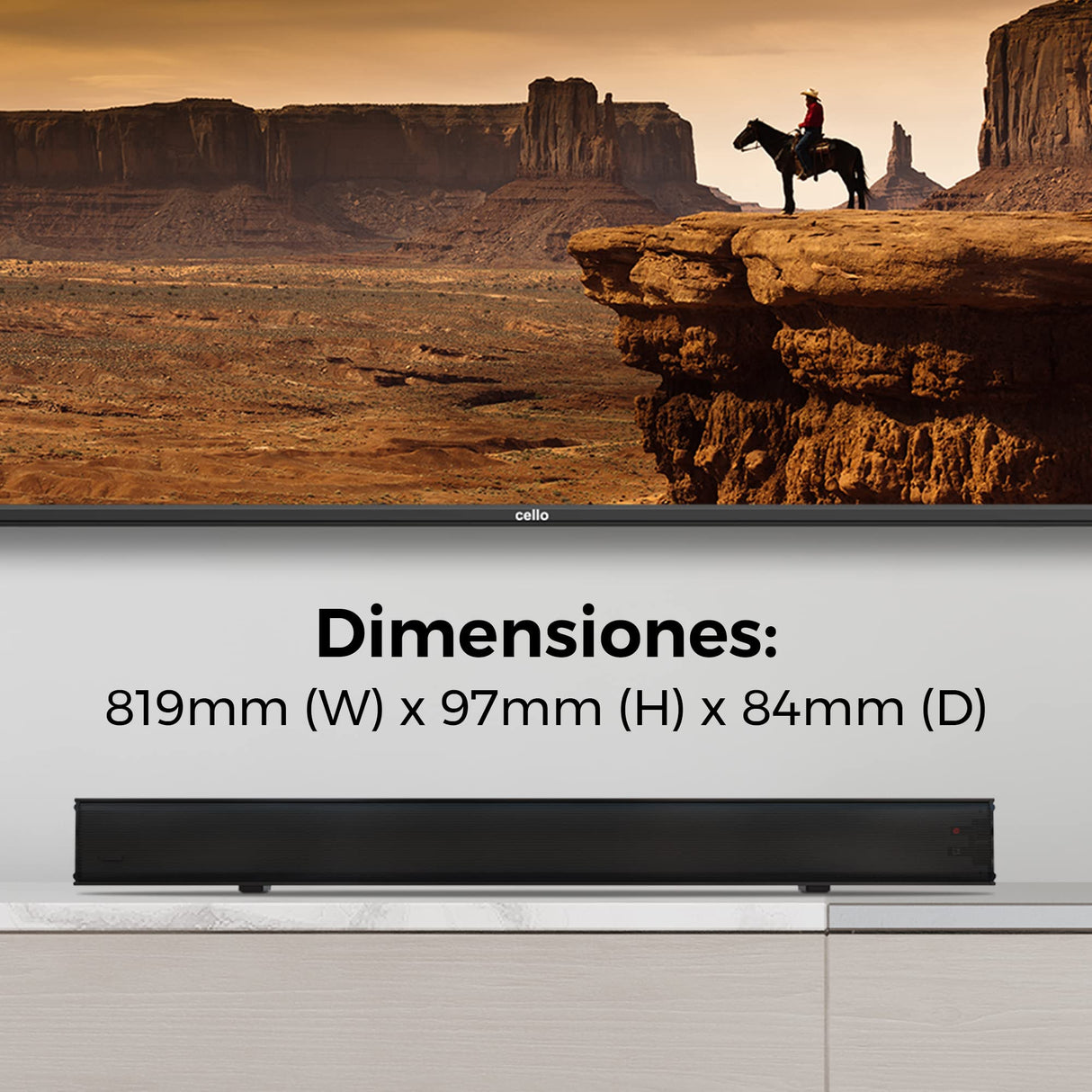 Cello YWS15M-DE TV Soundbar, 2x10W y 20W (Total 40W), Bluetooth, Cable de 12 Voltios para Televisores de Caravana