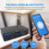 Pyle Amplificador de Sonido, Cine en casa, 800W, Bluetooth, Estereo, para el hogar, 4 Canales, con MP3/USB/SD/AUX/RCA/FM, Microfono, Auriculares, Volumen LED