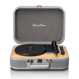 Classic Phono - TT-116 Tocadiscos Bluetooth con 3 velocidades, 33, 45 y 78 RPM, Tocadiscos de Vinilo Vintage, Salida RCA, Altavoz estéreo, Gris