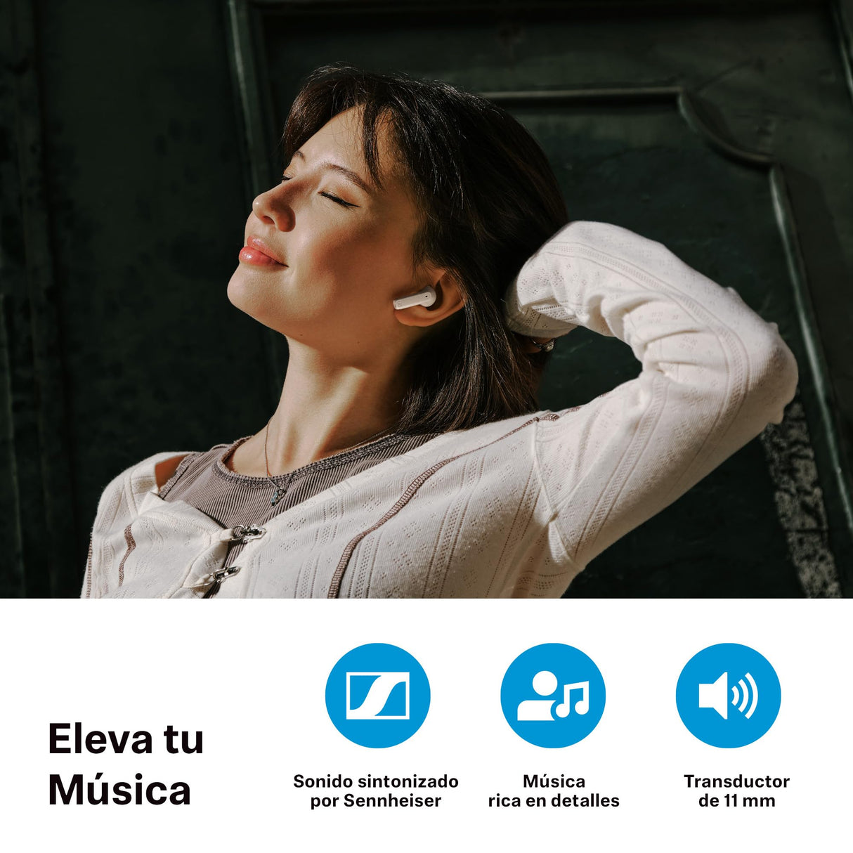 Sennheiser ACCENTUM Open Wireless - Auriculares con diseño Abierto, Sonido dinámico y Bluetooth 5.3, Resistencia a Salpicaduras IPX4, 28 Horas de autonomía y Estuche de Carga USB-C - Crema