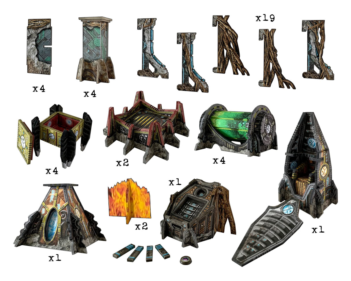 Battle Systems - Terreno Modular de Ciencia ficción para Juegos 3D miniaturas y Figuras de 28 mm a 35 mm - No Requiere Pintura - Juego de Guerra de alienígenas de Ciencia ficción -