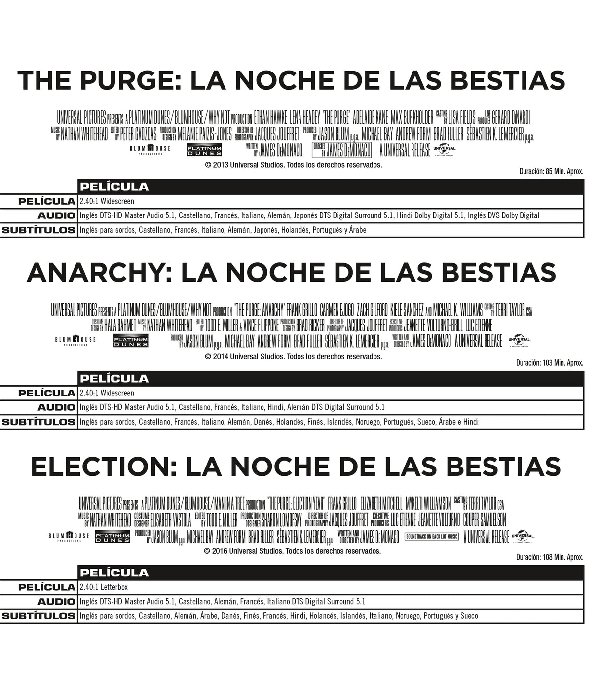 La purga Pack 1-5 [Blu-ray]