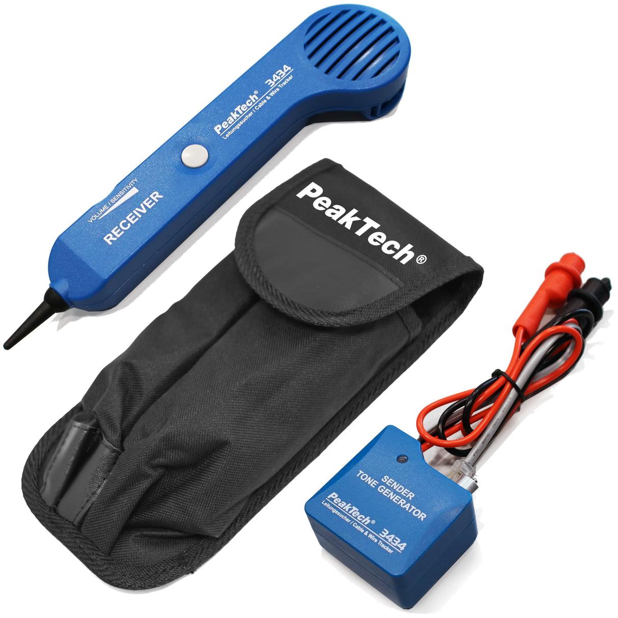 PeakTech P 3434 - Buscador de cables y cables de teléfono con comprobador de paso y señal de sonido