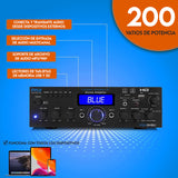 Pyle Amplificador de Sonido, 200W, Bluetooth, Inalambrico, Estereo, para el hogar, Control Remoto, Sistema con HDMI/Optico/Fono/Coaxial, Radio FM, USB/SD, AUX, RCA