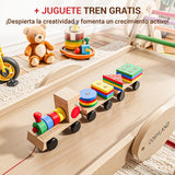 COSYLAND 8 en 1 Triángulo de Escalada Montessori con Arco y Rampa, Set Plegable Infantil, Juguete de Madera Resistente para Interior, Niños 18 Meses-6 años, Colores Arcoíris, Grande
