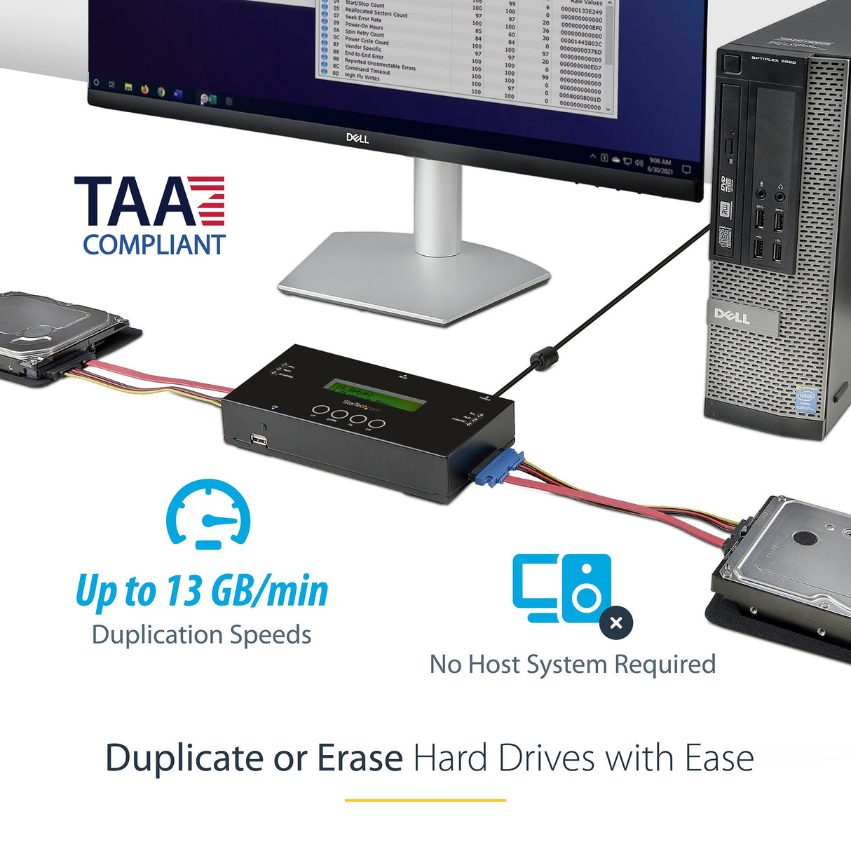 StarTech Duplicador Borrador SAS/SATA 1:1, 13GB/min, LCD (SATSASDUPE11)