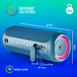 NGS Roller Furia 3 Blue - Altavoz Inalámbrico Compatible con Bluetooth, Impermeabilidad IPX7, 60 W, True Wireless, USB, Duración Batería 9 Horas, Azul …