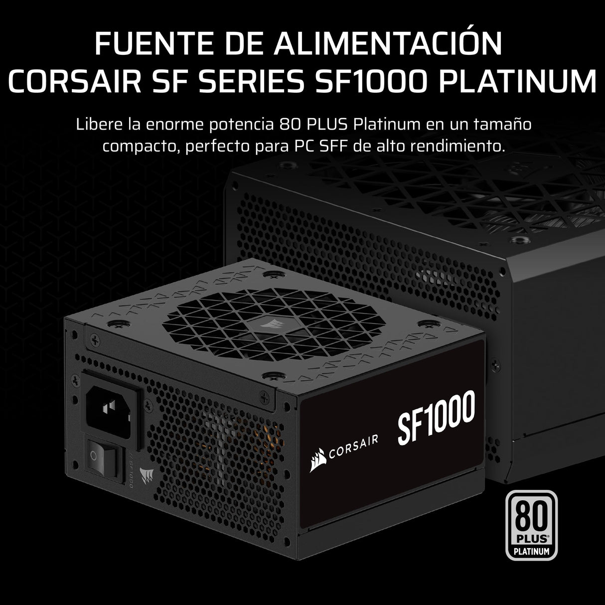 CORSAIR SF1000 (2024) Fuente de Alimentación ATX Totalmente Modular de Bajo Ruido 80 Plus Platinum – Compatible con ATX 3.1 – Preparada para PCIe 5.1 - Negro