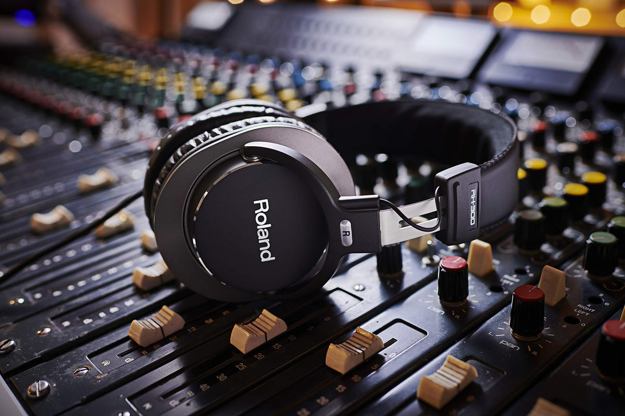 Roland Auriculares estéreo RH-300 — Auriculares de Estudio Cerrados prémium para monitorización Profesional