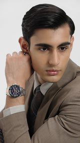 BOSS Reloj Cronógrafo de Cuarzo para Hombre de 43 mm Colección HERO con Pulsera de Acero Inoxidable de Eslabones o Malla, Función de Fecha, 3 Sub-Diales, Resistente al Agua hasta 5ATM