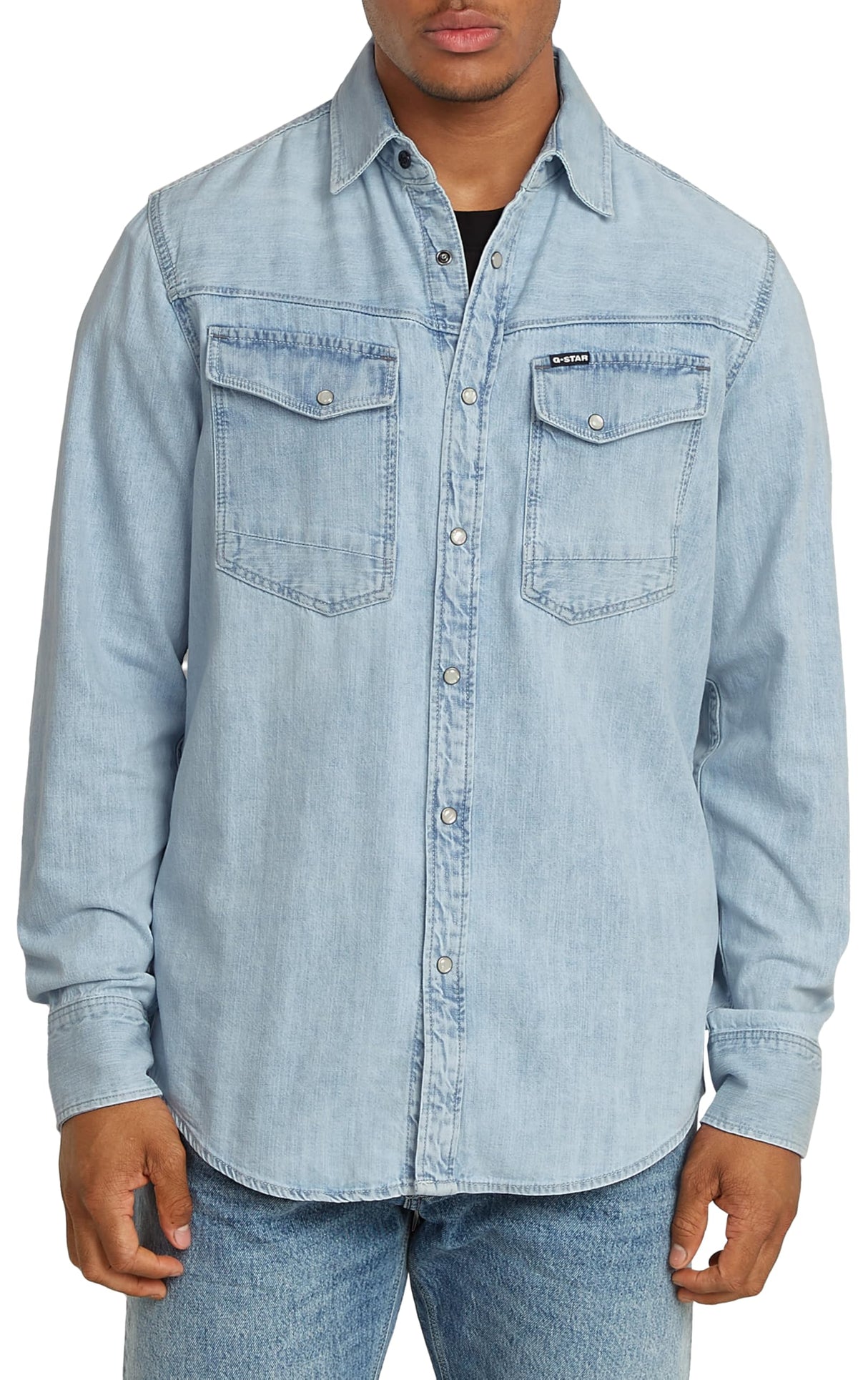 G-STAR Para Hombre Camisa Dakota Slim, Azul (Sun Faded Blue Mist D23616-D252-G342), L