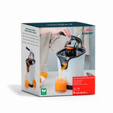 Lacor - 69231 - Exprimidor de Palanca VITALLY WHITE, Exprimidor Manual, Sistema Antigoteo, Acero Inoxidable 18/10, Palanca Ergonómica, 19,5x29x29 cm