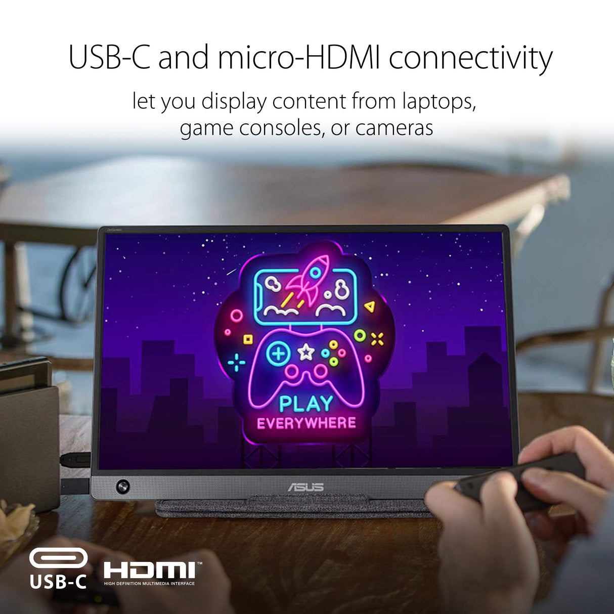 ASUS ZenScreen MB165B Monitor Portátil USB, 15,6", HD (1366 x 768), Marco Fino, Alimentación USB, Antirreflejos, 220cd/㎡, Negro