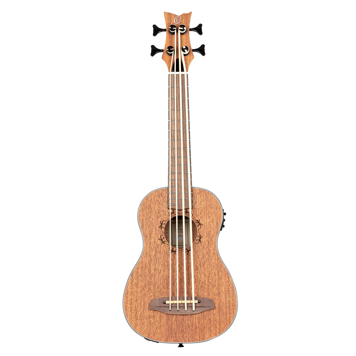 Ortega Guitars Travel Bass electro-acústico - zurdo - Serie Lizard - Ukelele bajo - incluye Gig Bag - Caoba (LIZZY-BS-GB-L)