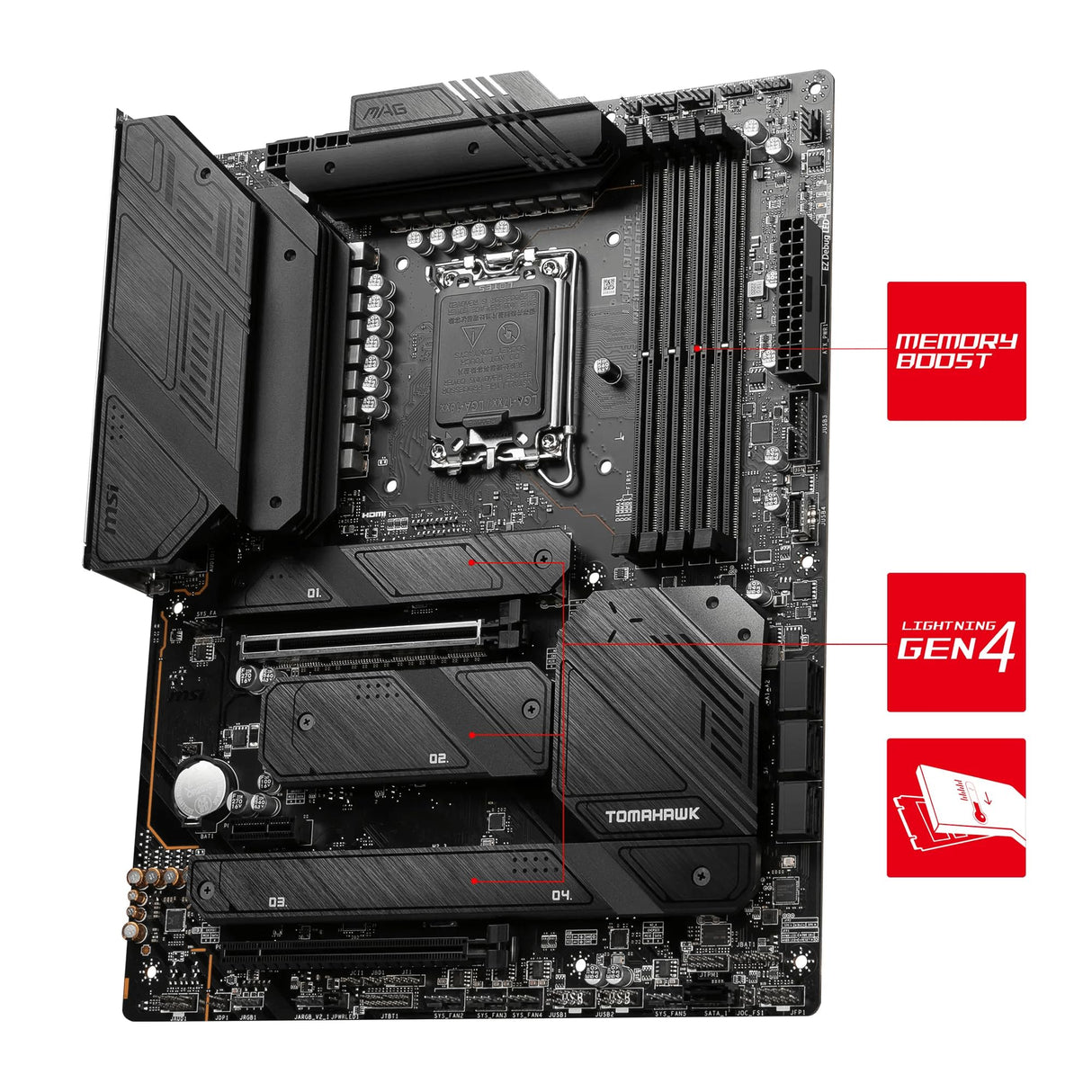MSI MAG Z790 TOMAHAWK WIFI Placa base ATX - Soporta procesadores Intel 12ª y 13ª Gen Core, LGA 1700 - 90A SPS VRM, DDR5 Memory Boost 7200+MHz/OC, PCIe 5.0 & 4.0 x16, 4 x M.2 Gen4, Wi-Fi 6E