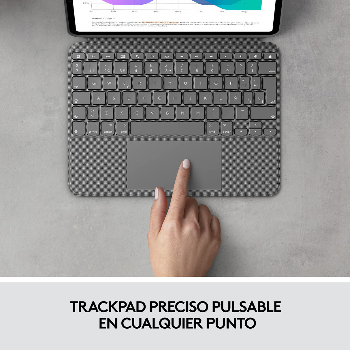 Logitech Combo Touch Funda con teclado iPad Pro de 11 pulgadas (1.ª, 2.ª, 3.ª, 4.ª generación - 2018, 2020, 2021, 2022) Retroiluminado, Trackpad pulsable en cualquier punto, QWERTY Español - Gris