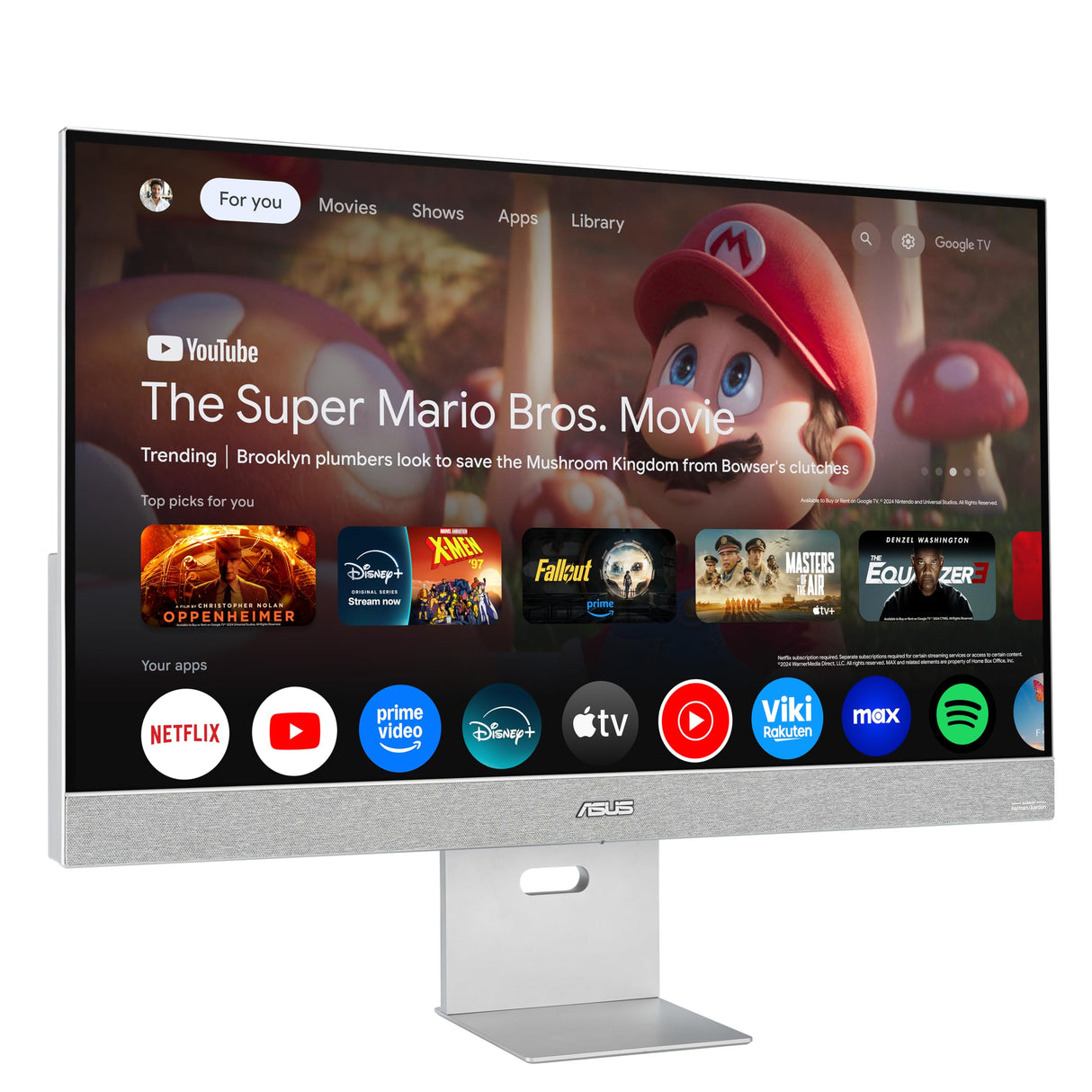 ASUS ZenScreen Smart MS32UC Monitor IPS UHD (3840 x 2160) de 31.5" con 98% DCI-P3, Google TV, Altavoces Harman Kardon, USB Tipo-C, HDMI, DisplayPort, Control múltiple y transmisión en Directo