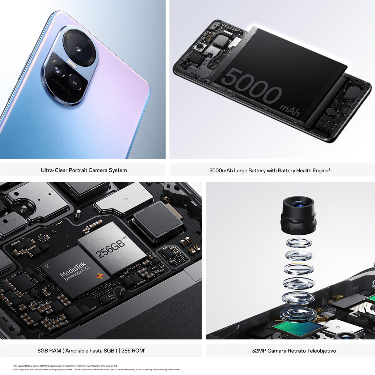 OPPO Reno10 5G - Smartphone Libre, 8GB+256GB, Pantalla AMOLED 6.7", Cámara 64+8+32 MP, Android, Batería 5000mAh, Carga Rápida 67W - Azul