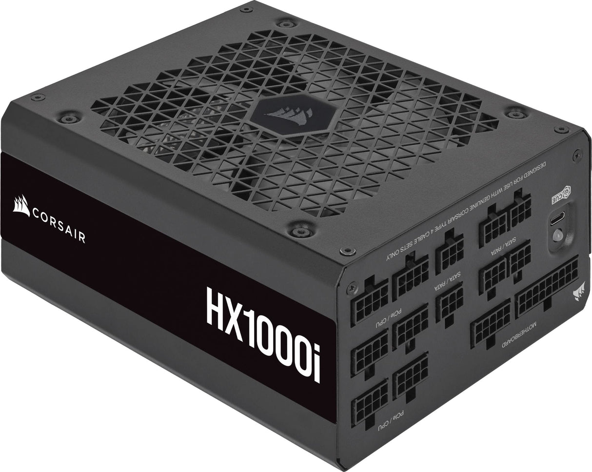 Corsair HX1000i Fuente de Alimentación ATX Totalmente Modular de Muy Bajo Nivel Sonoro - Compatible con ATX 3.1 y PCIe 5.1 -Ventilador con Rodamiento Dinámico Fluido - 80 PLUS Platinum - Negro