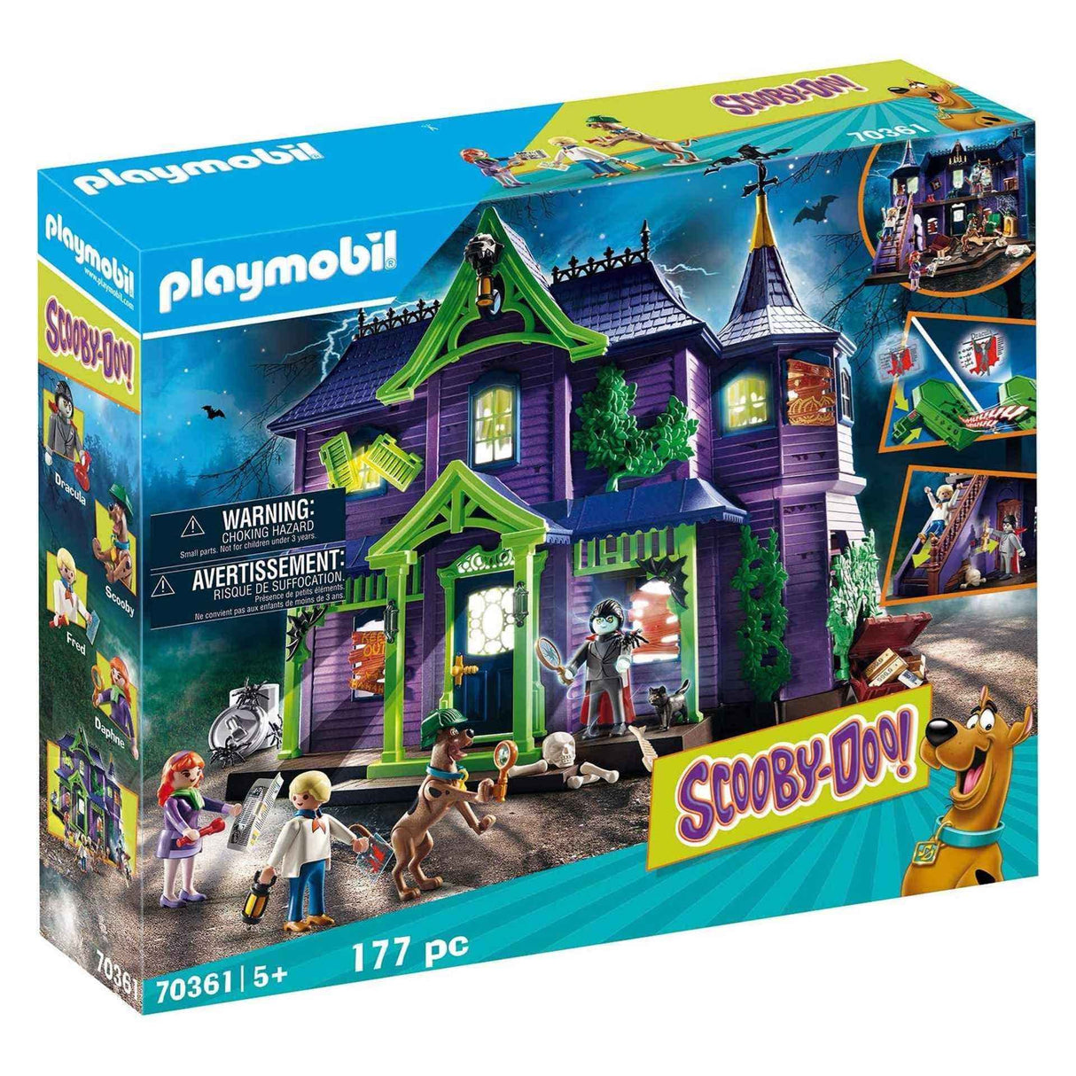 PLAYMOBIL Scooby DOO 70361 Aventura en la Mansión Misteriosa, con Efectos de Luz y Sonido, A Partir de 5 Años