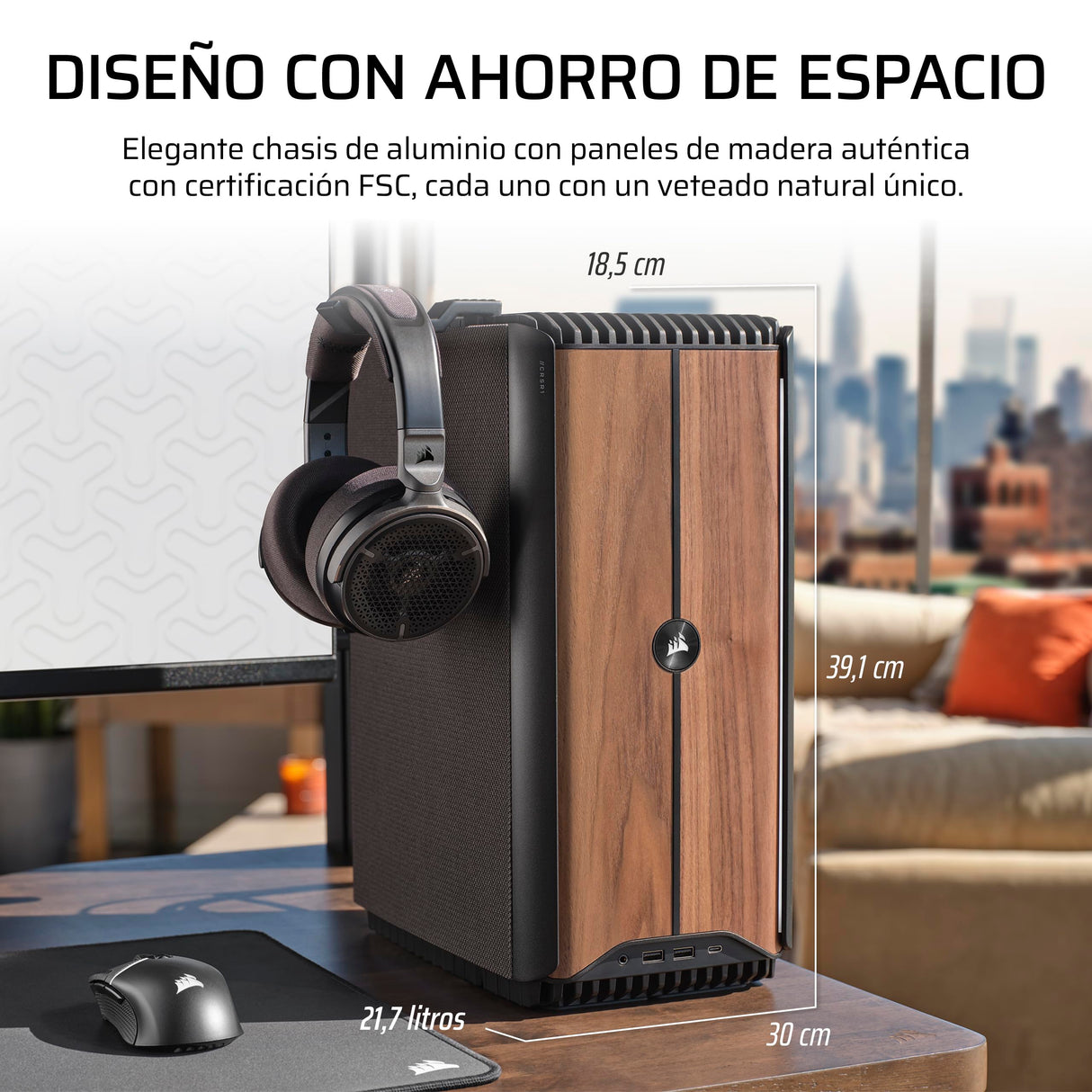 Corsair One i500 PC para Juegos – CPU Intel® Core™ i9 14900K con Refrigeración Líquida – GPU NVIDIA® RTX™ 4080 Super con Refrigeración Líquida – 32GB Memoria DDR5 – 2TB SSD M.2 – Madera Oscura