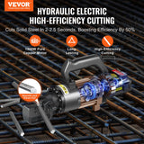 VEVOR Cortadora de Varillas de Refuerzo Hidráulica Eléctrica Portátil de 1500 W, hasta 4-22 mm en 2,5 Segundos, Acero de Alta Potencia con Accesorios Ricos en Aceite, Negro, 435 x 110 x 210 mm