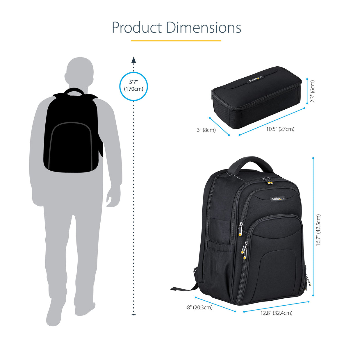 StarTech.com Mochila Ergonómica con Carcasa de Accesorios Removible para Ordenador Portátil de 17,3 Pulgadas - Morral para Profesionales de la Informática - de Viajes, Trabajo (NTBKBAG156)