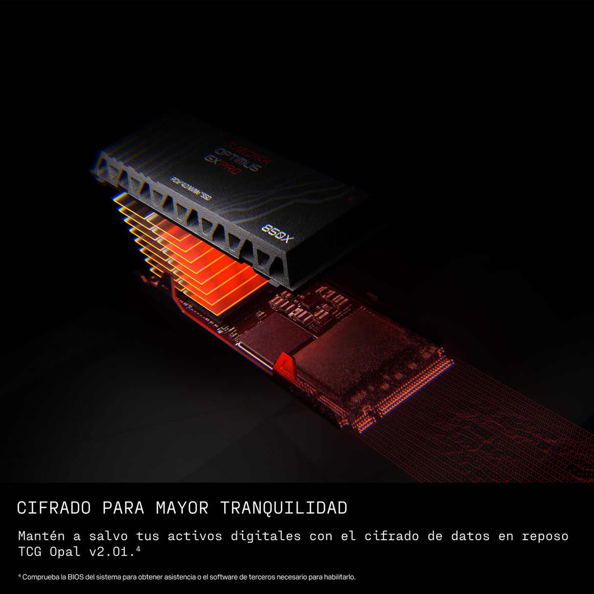 SANDISK Optimus GX Pro 850X NVMe SSD con disipador de Calor 4 TB (hasta 7300/6600 MB/s velocidades de Lectura/Escritura secuencial, M.2 2280, PCIe 4.0, hasta 2400 TBW)
