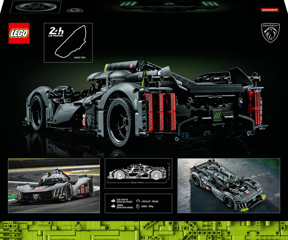 LEGO Technic Peugeot 9X8 24H Le Mans Hybrid Hypercar, Maqueta para Adultos de Coche de Carreras a Escala 1:10 Coleccionable, Deportes de Motor, Regalo para Hombres y Mujeres 42156
