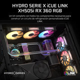 Corsair iCUE Link XH505i RX360 RGB Kit de Refrigeración Personalizada – Bloque de Refrigeración Liquida XC7 Elite, Bomba y Depósito XD6 Elite, 3 RX120 RGB, Radiador XR5 de 360 mm, System Hub - Negro