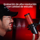 HyperX Quadcast 2 - Micrófono USB para gaming, streaming, podcast, cuatro patrones polares, controles, LED, antivibración, para PC, PS4, PS5 y Mac, Negro y Rojo