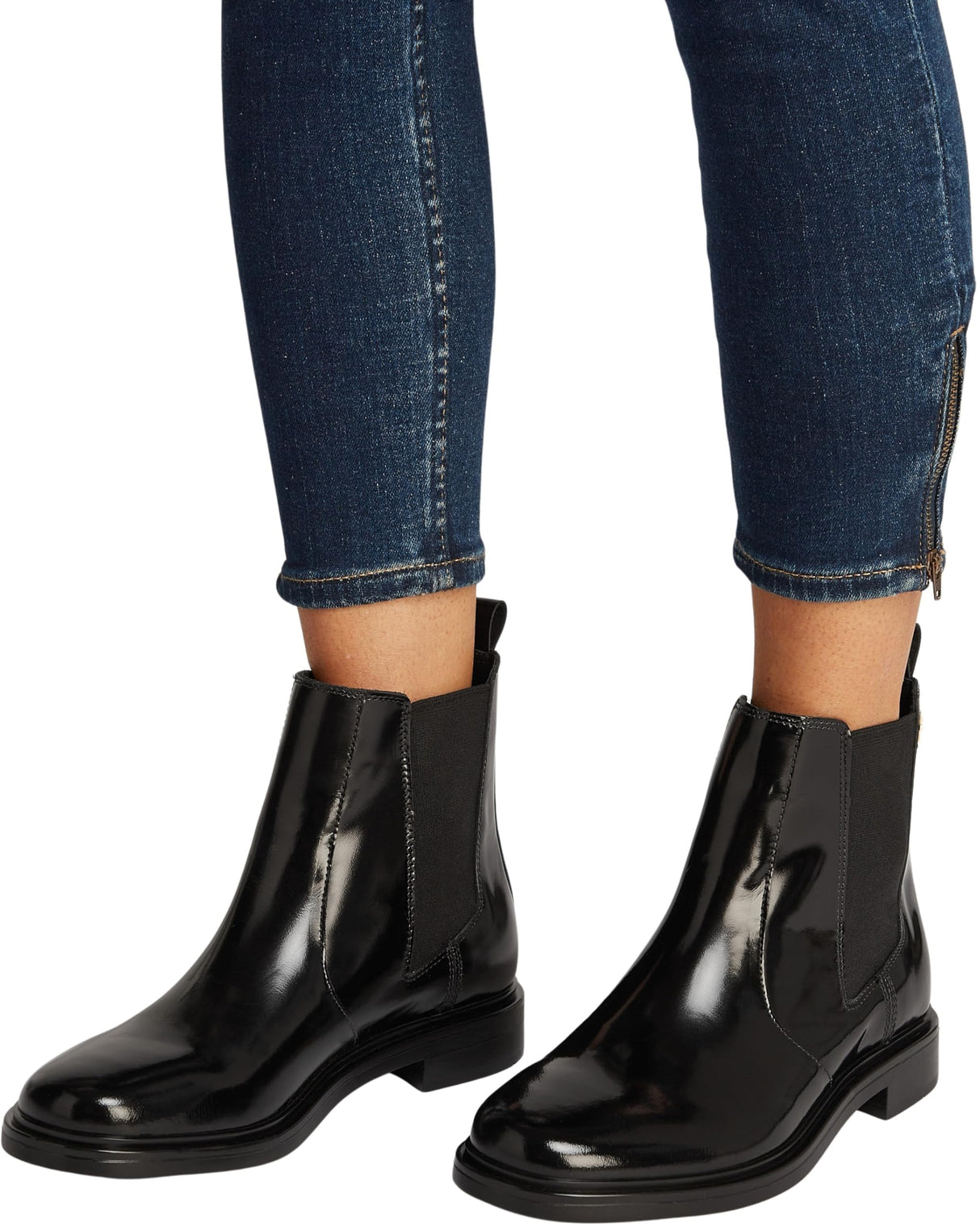 Tommy Hilfiger Botines Chelsea Mujer Abrasivato Leather brillantes, Negro (Black), 36
