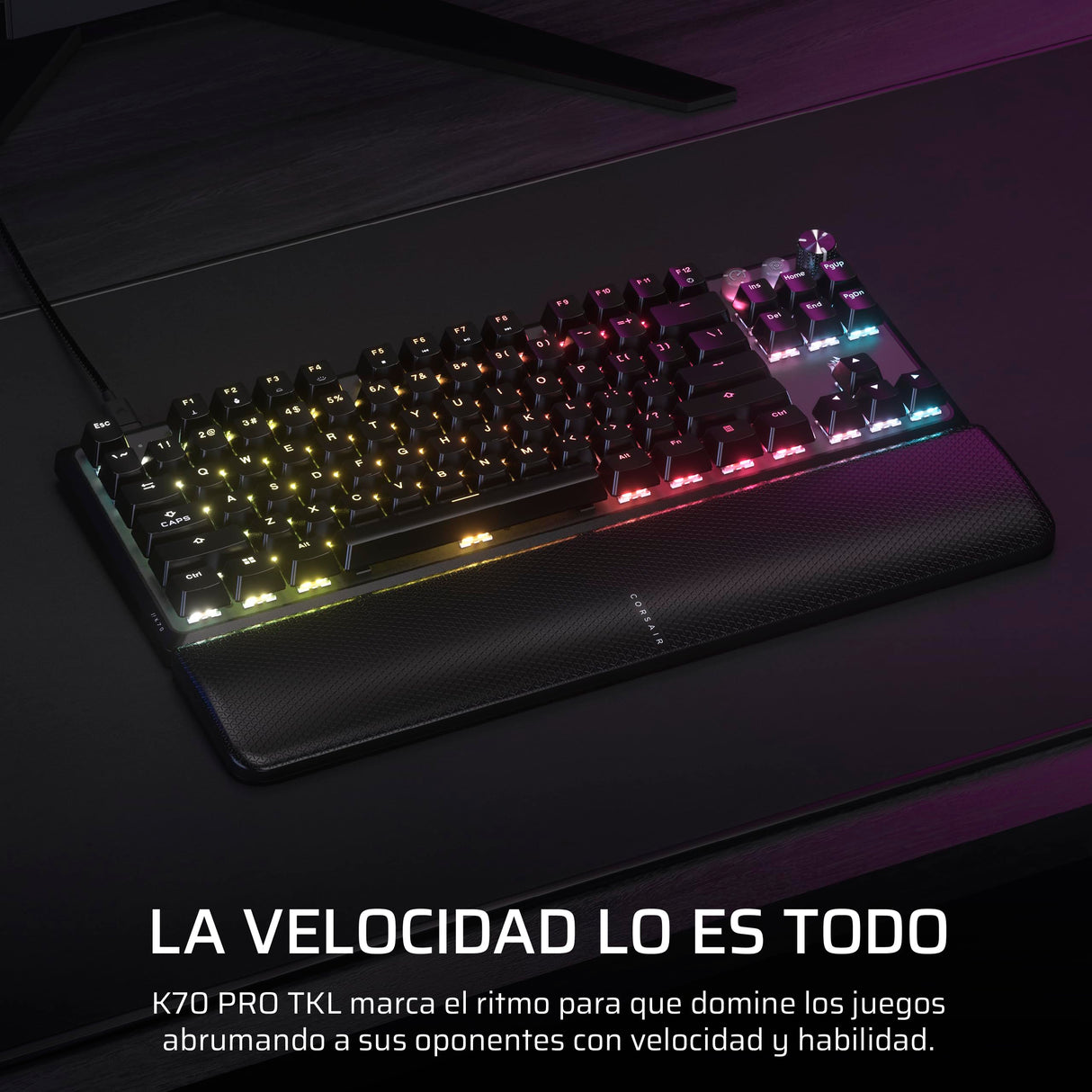 CORSAIR K70 PRO TKL RGB Teclado para Juegos con Cable Magnético-Mecánico – Interruptores Ajustables MGX Hyperdrive Pre-Lubricados, SOCD y Disparo Rápido Simultáneos, 8.000 Hz, QWERTY – Negro