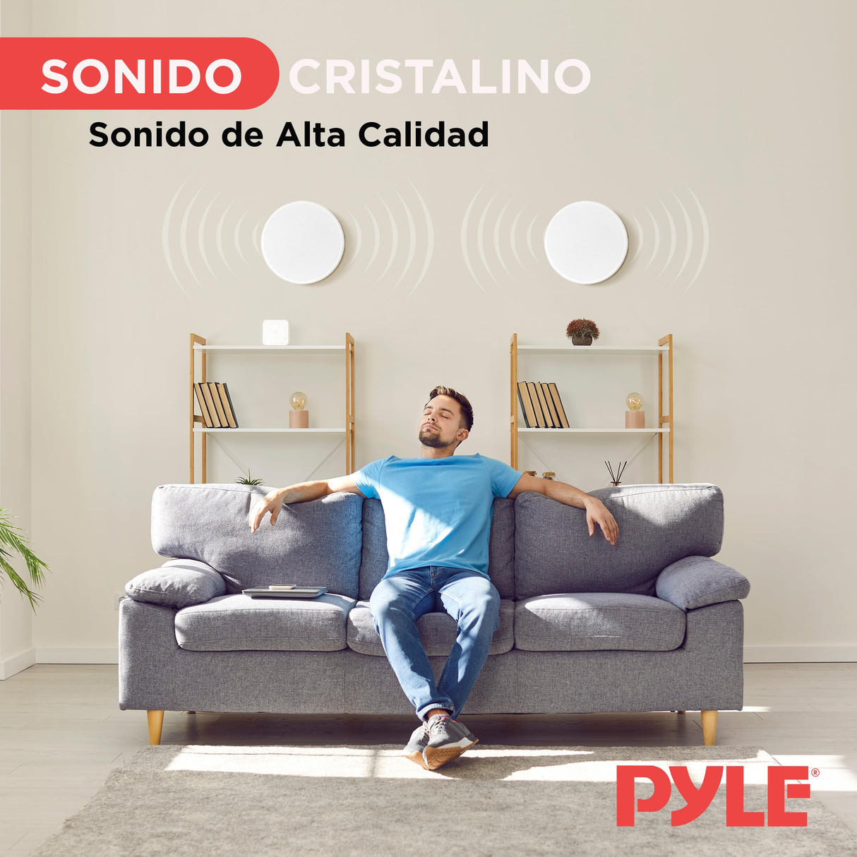 Pyle Altavoces empotrables, Pared, Techo, 10”, 300W, Dos vias, Rejilla Intercambiable Redonda y Cuadrada